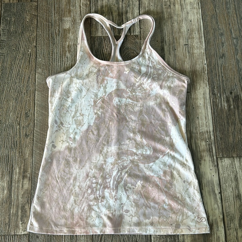Racerback Marble-Print Tank Top — Light Pink